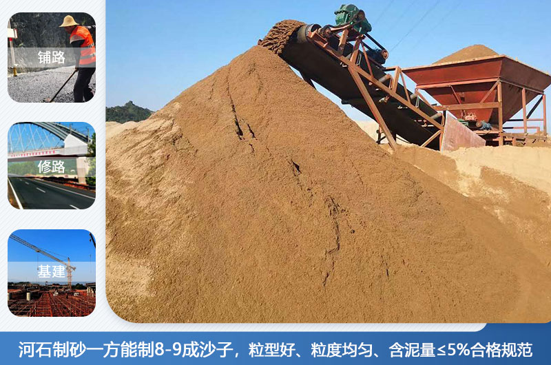 河石制砂一方能制几成？河石制砂机设备有哪些？