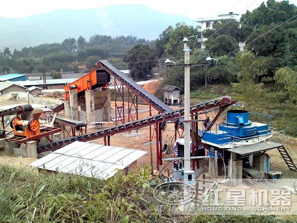 环保型河卵石制沙机投产现场
