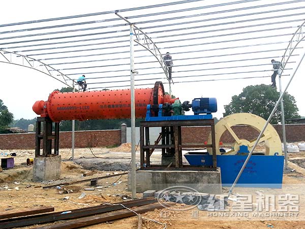 石英棒磨机工作现场