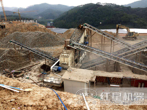 河南驻马店砂石厂作业现场拍摄