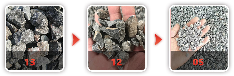 破碎后的多种规格石料呈现