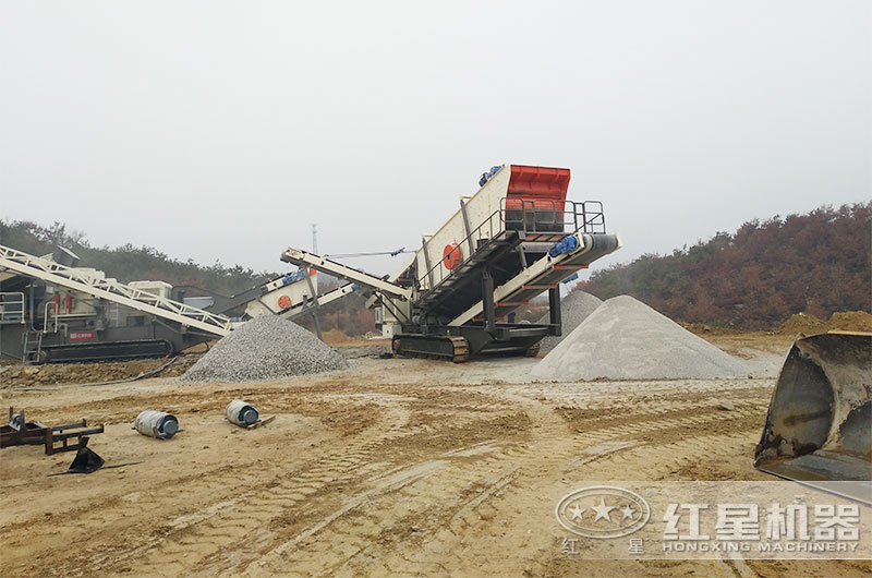 合理搭配的多级移动碎石生产线现场