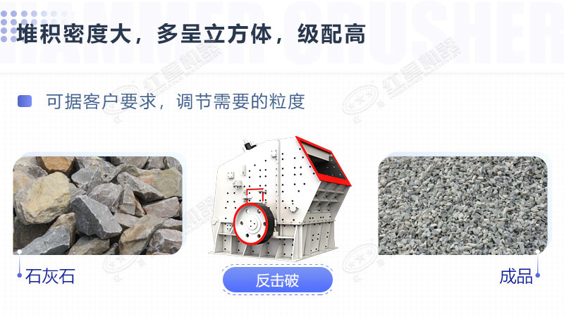 经反击破设备处理后的石灰石反击破石子成品