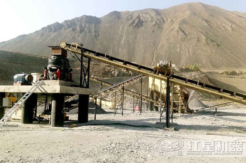 圆锥破碎机制砂生产现场